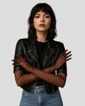Queen Leopard Print Sheer Mesh 55cm Opera Length Glove