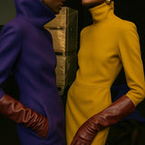 Florence Lambskin Leather Opera Length Gloves - Burgundy