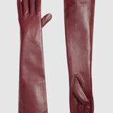 Florence Lambskin Leather Opera Length Gloves - Burgundy