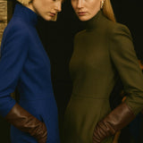 Florence Lambskin Leather Opera Length Gloves - Chocolate Brown