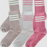 Varsity Premium Cotton Pilates Yoga Grip Socks - 3 Pack Nostalgia