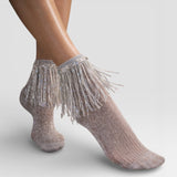 Stevie Metallic Lurex Socks With Glitter Fringe