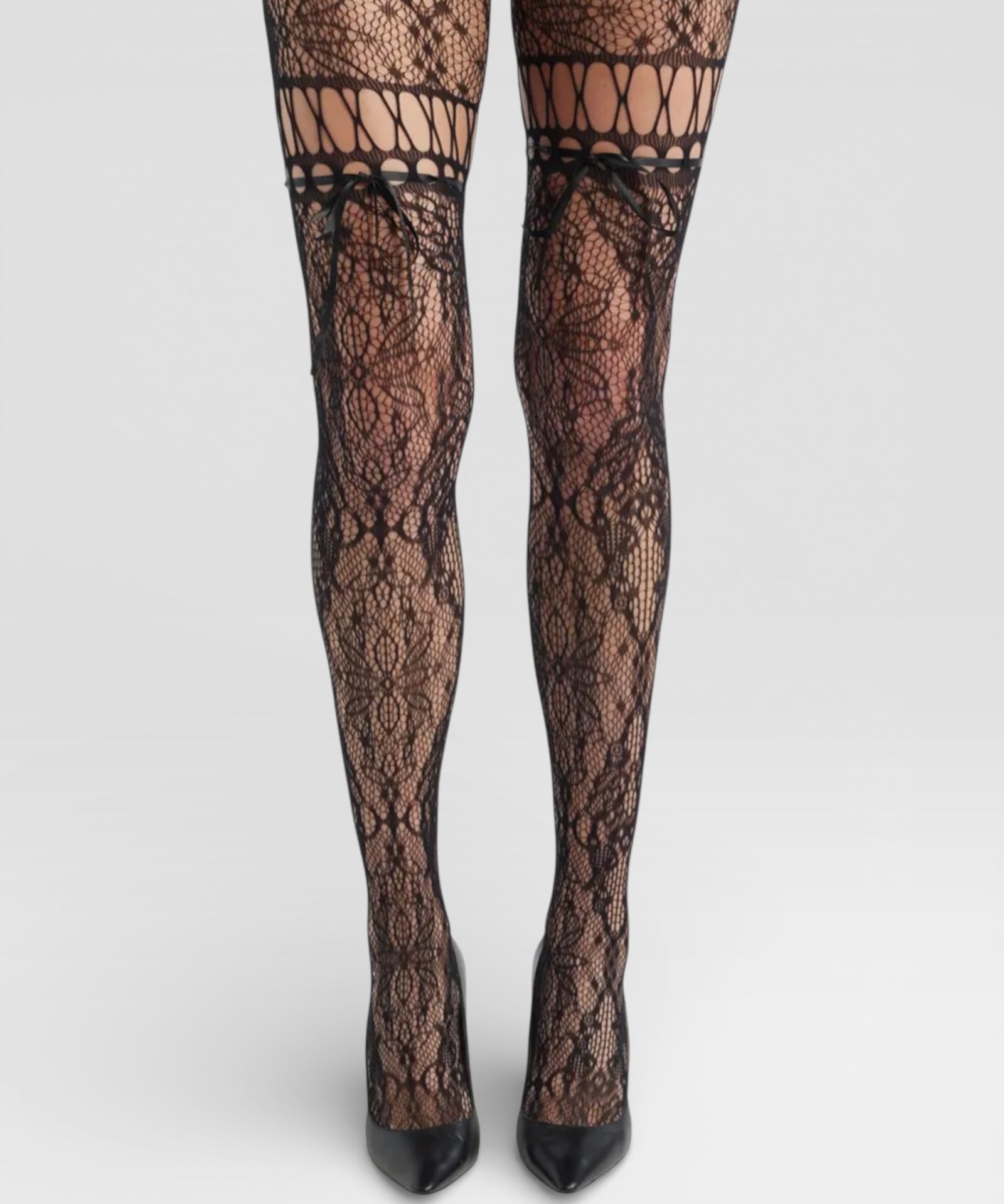 Chevonne Lace And Satin Fishnet Tights