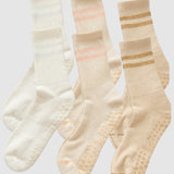 Varsity Pilates Yoga Grip Socks - 3 Pack Iced Coffee