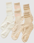Varsity Pilates Yoga Grip Socks - 3 Pack Iced Coffee