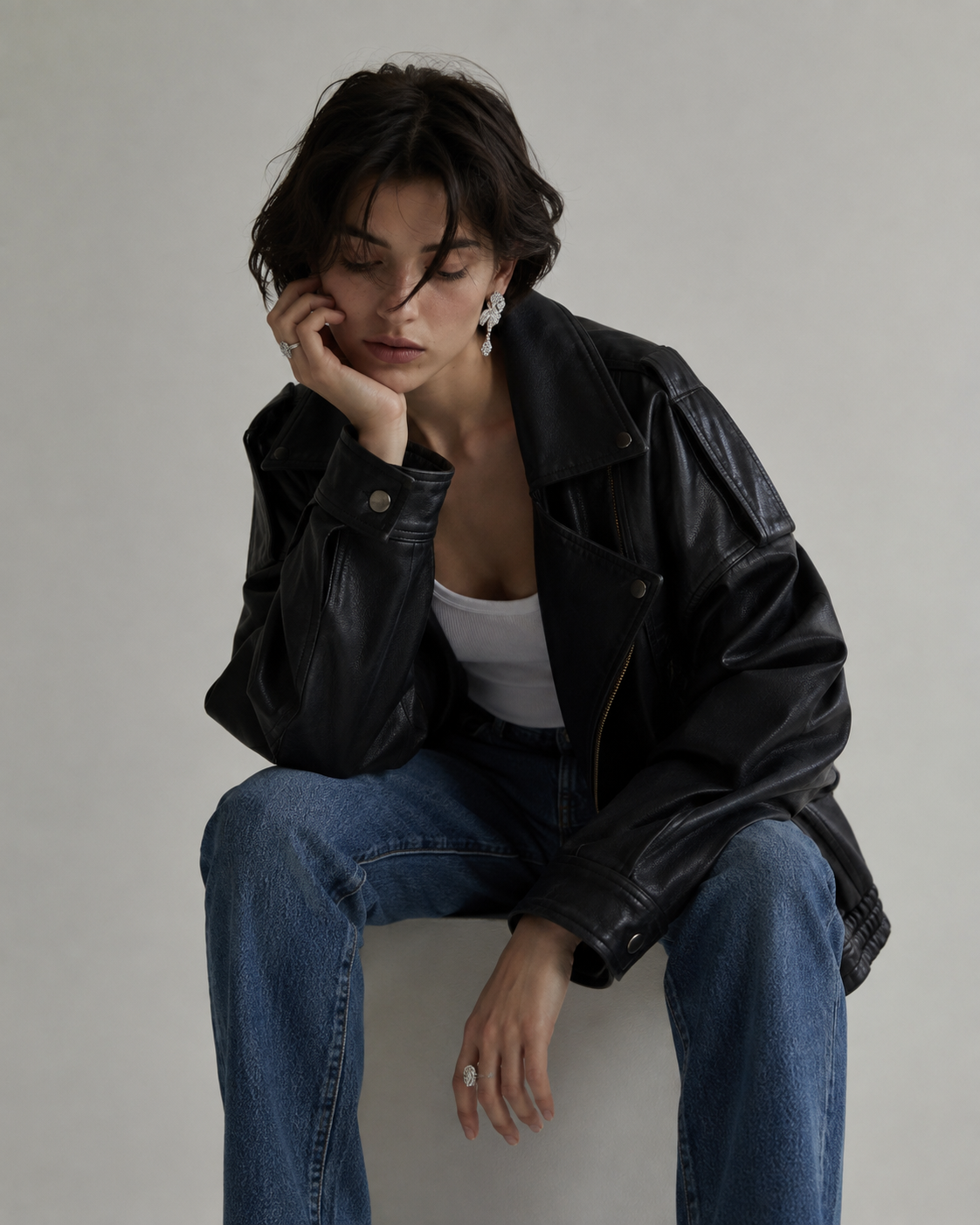 The Elsa Oversized Nappa Leather Bomber Jacket