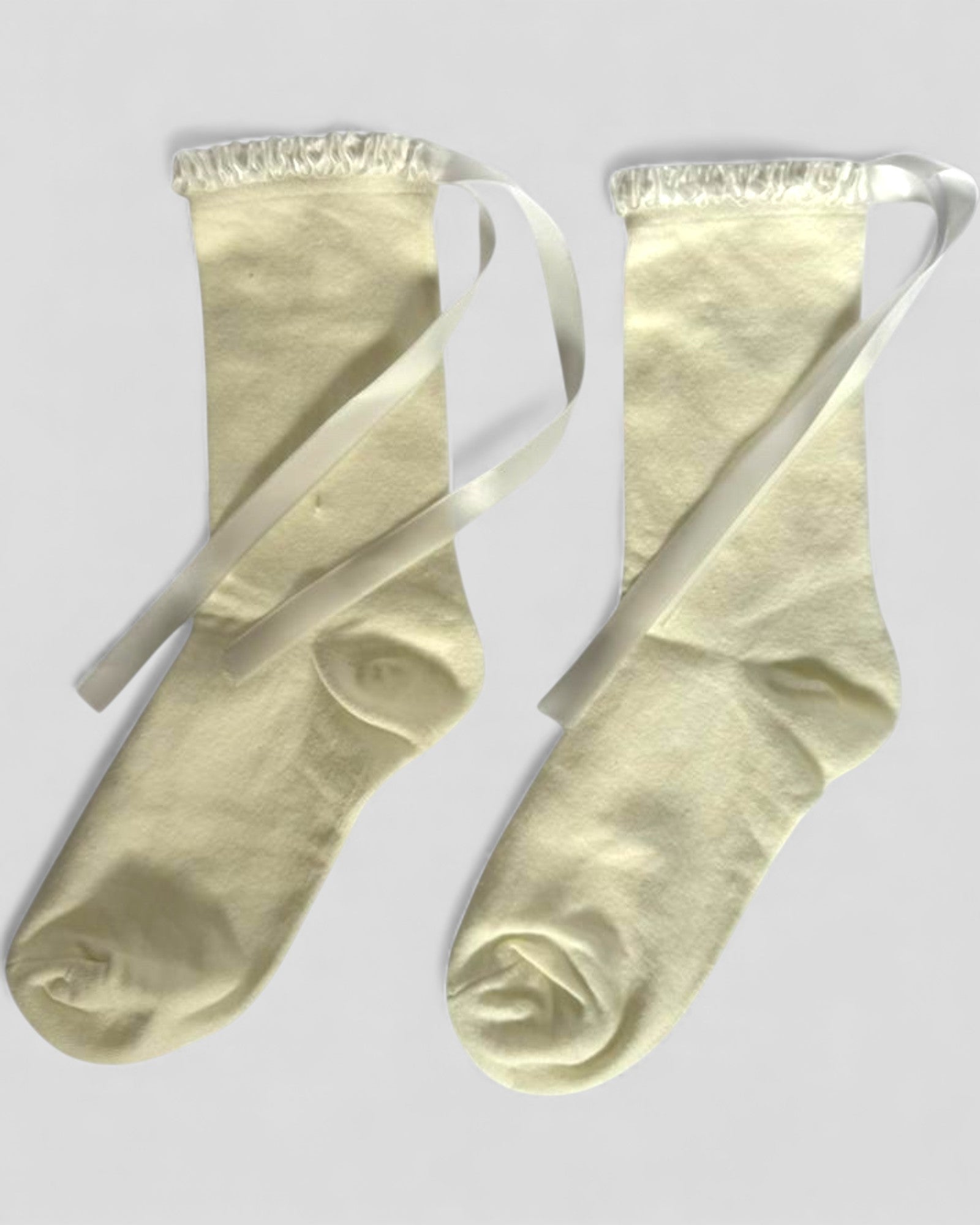 Lara Satin Trim Cotton Socks - 2 Pairs