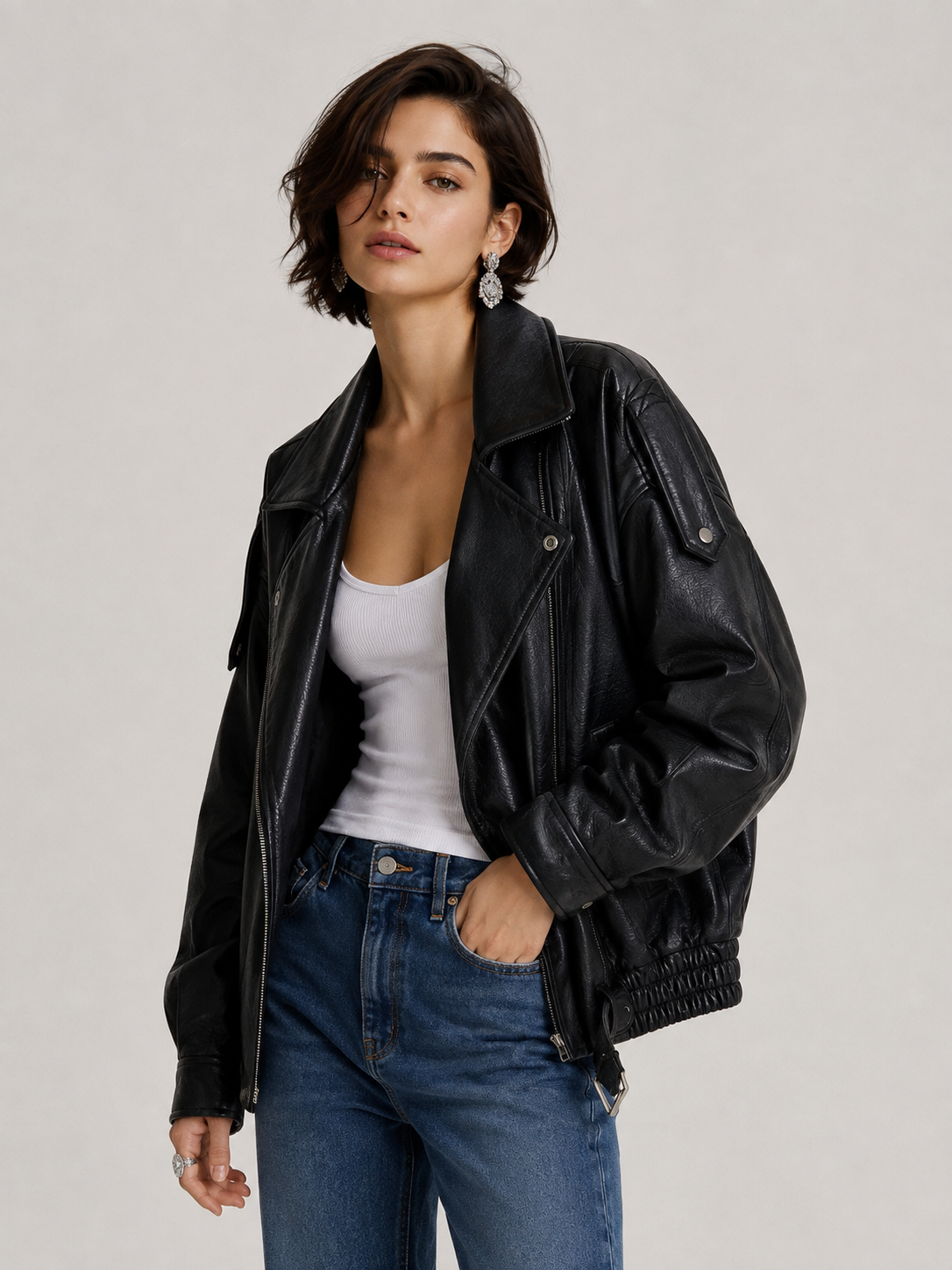 The Elsa Oversized Nappa Leather Bomber Jacket