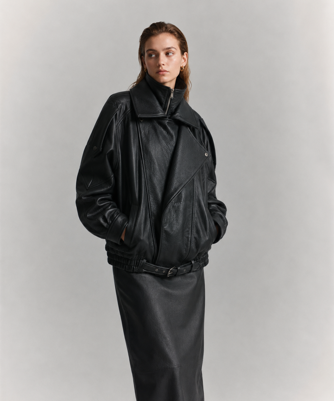 The Elsa Oversized Nappa Leather Bomber Jacket
