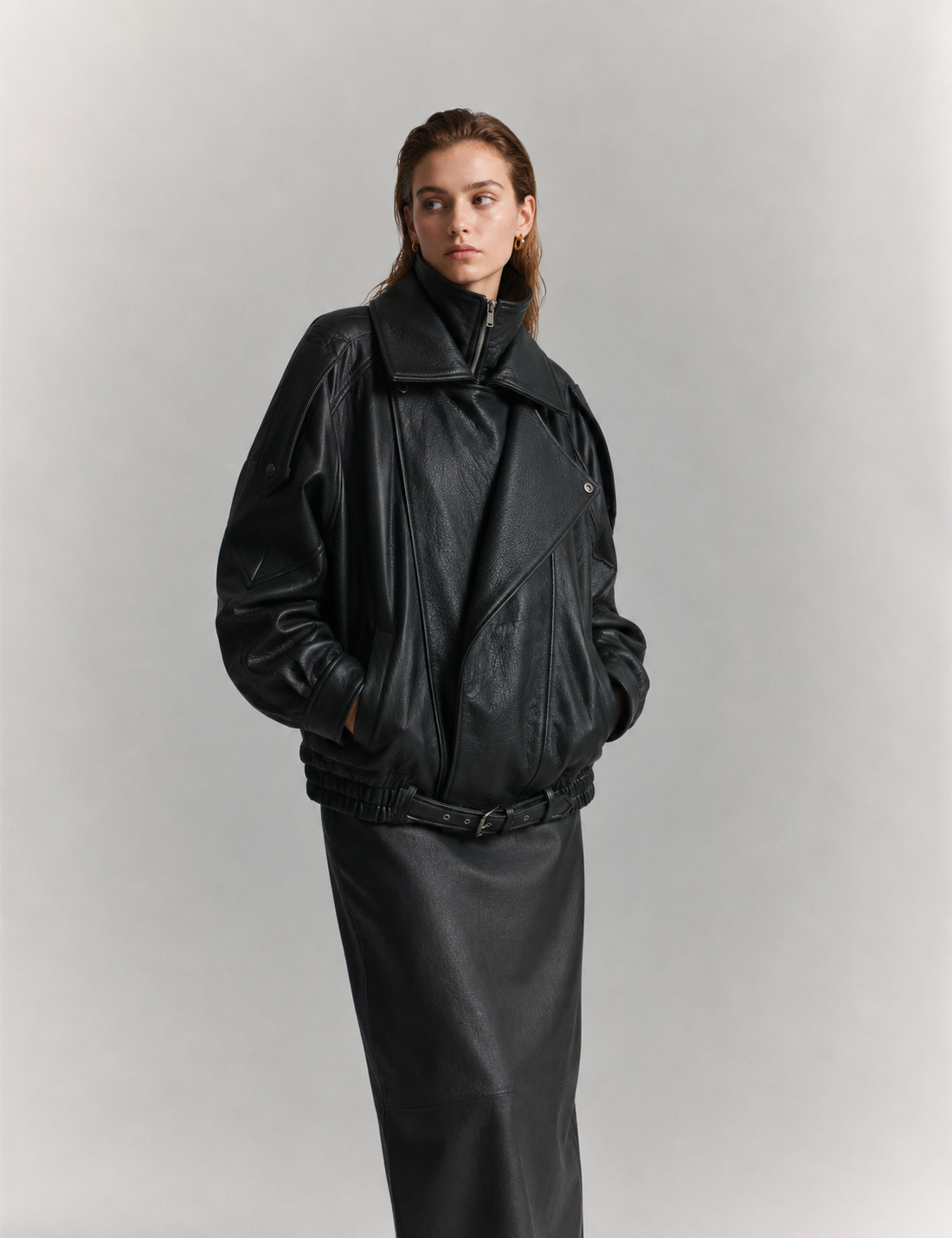 The Elsa Oversized Nappa Leather Bomber Jacket