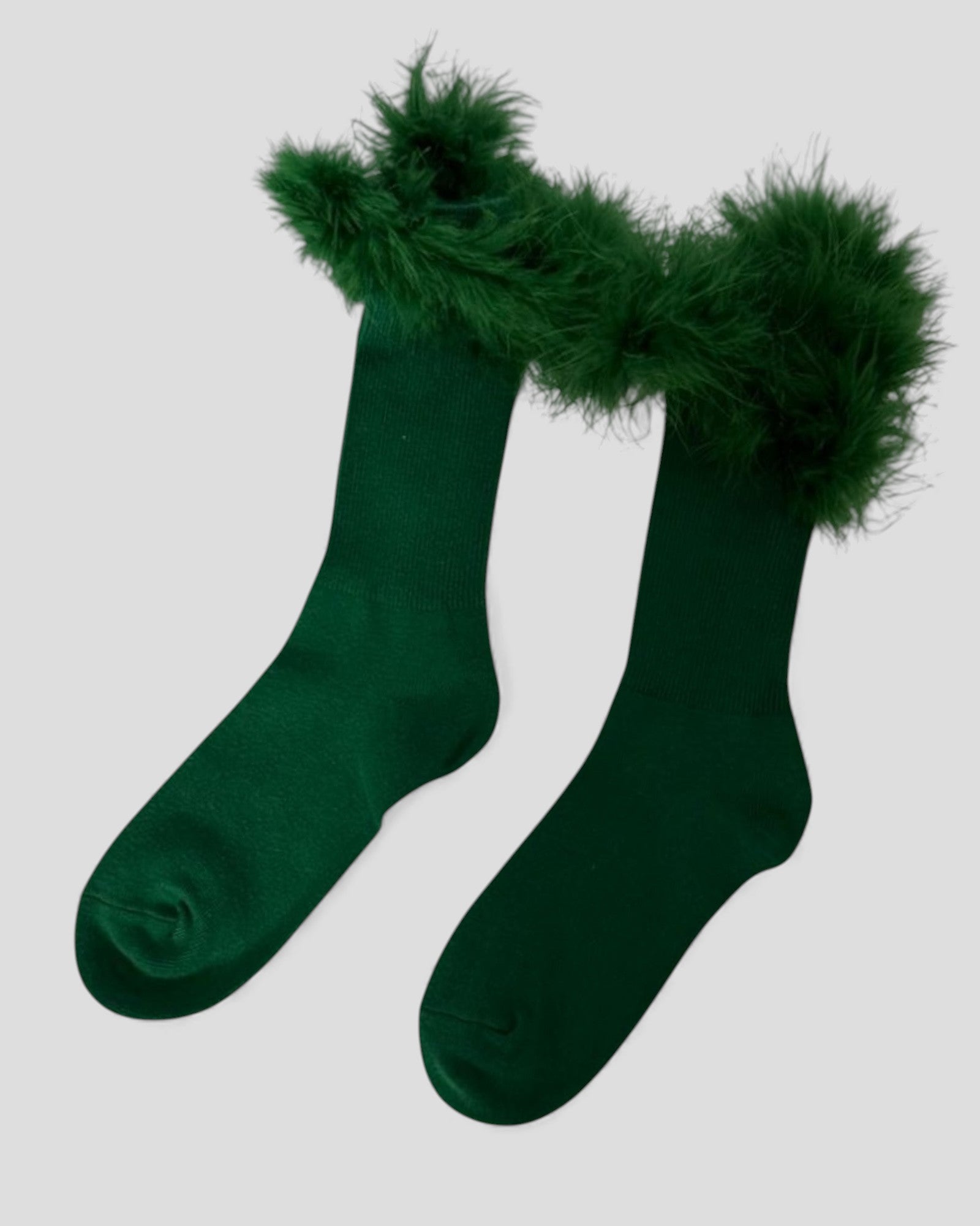 Frou-Frou Faux Fur Trim Combed Cotton Socks