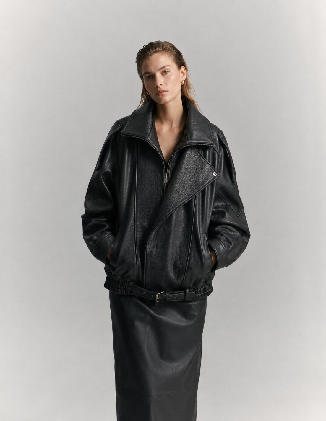 The Elsa Oversized Nappa Leather Bomber Jacket