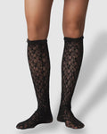 Lace Knee High Socks - Black