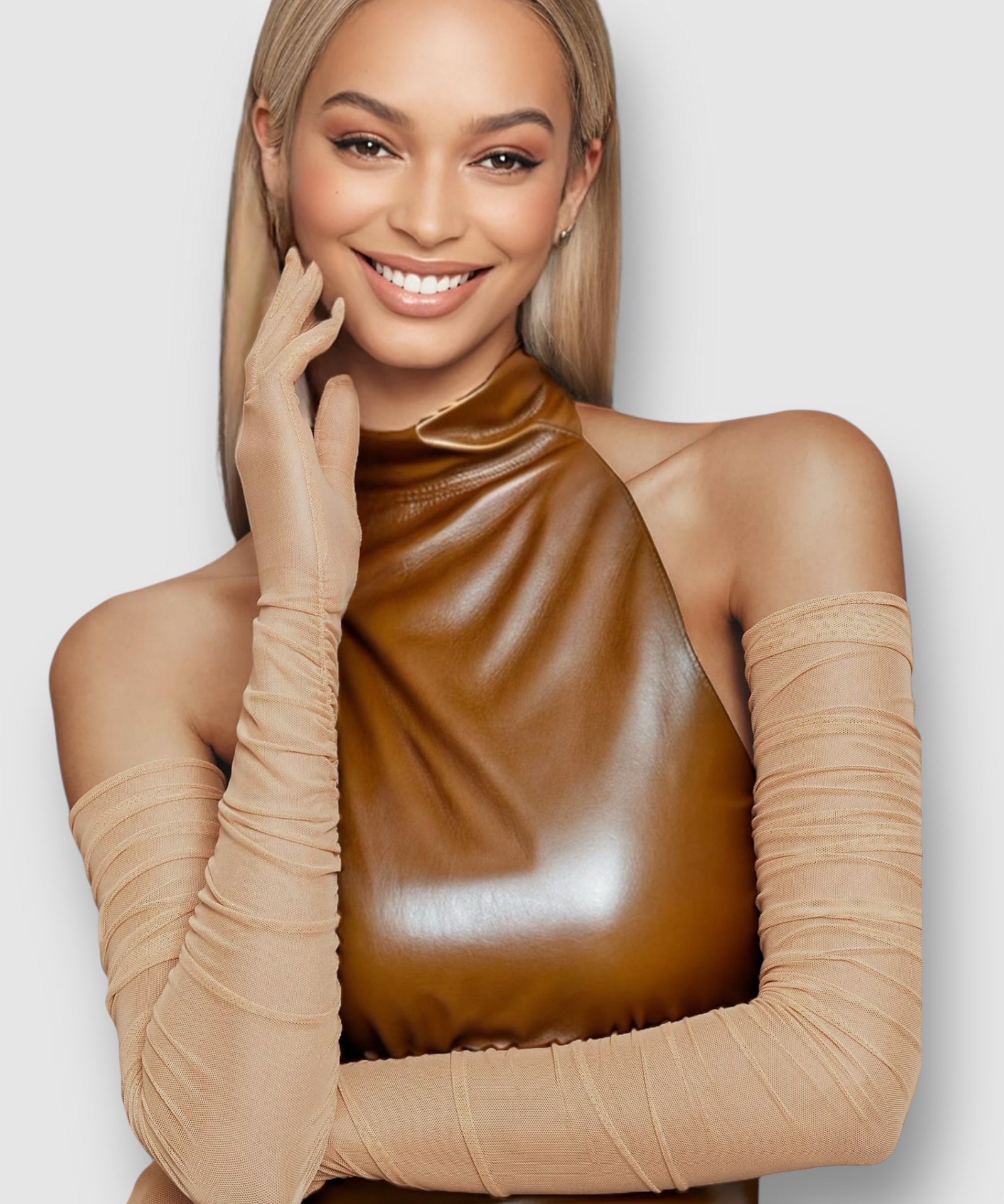 Ariana Ruched Mesh Opera Glove