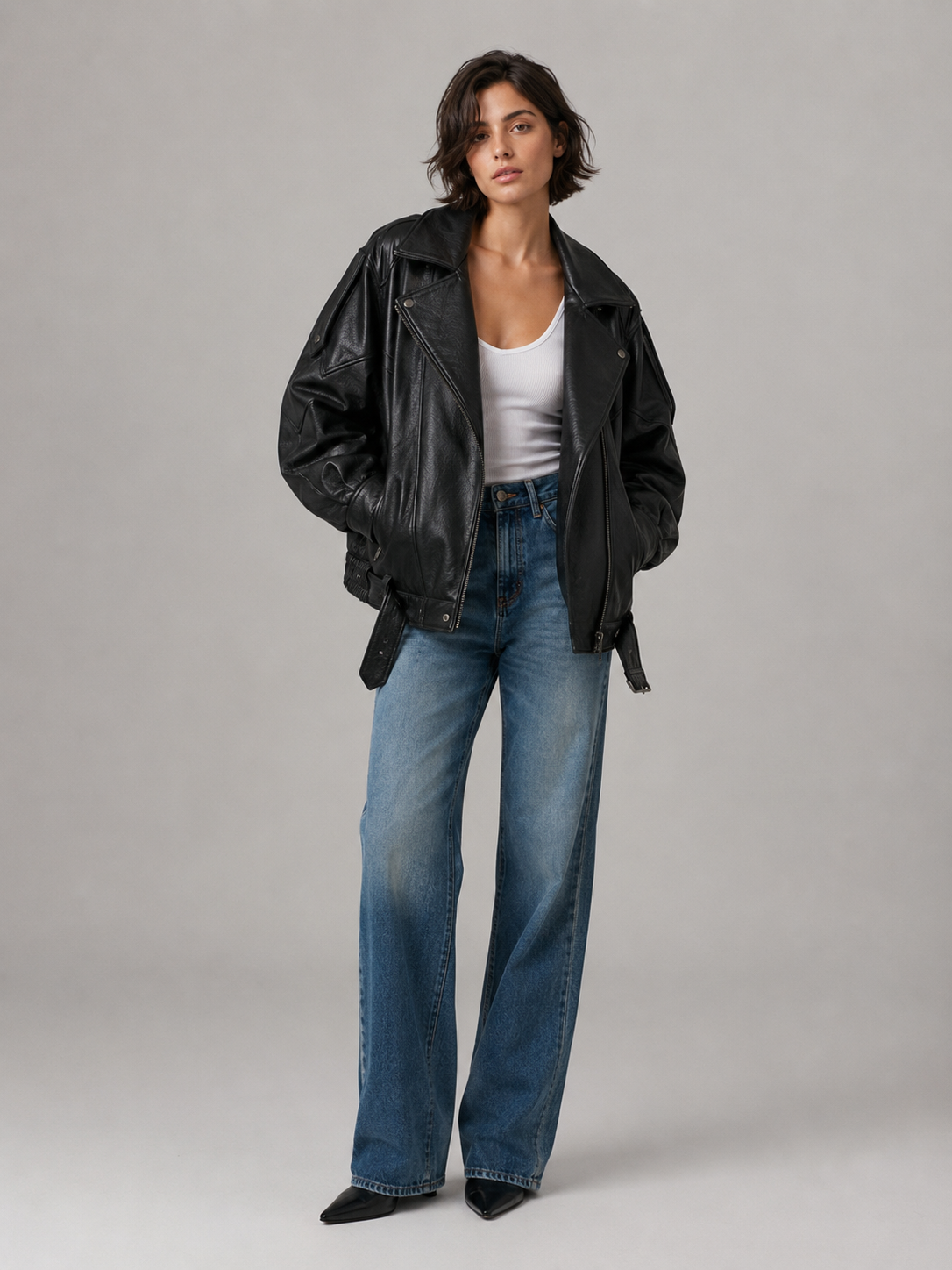 The Elsa Oversized Nappa Leather Bomber Jacket
