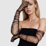 Katherine Ruched Tulle Gloves