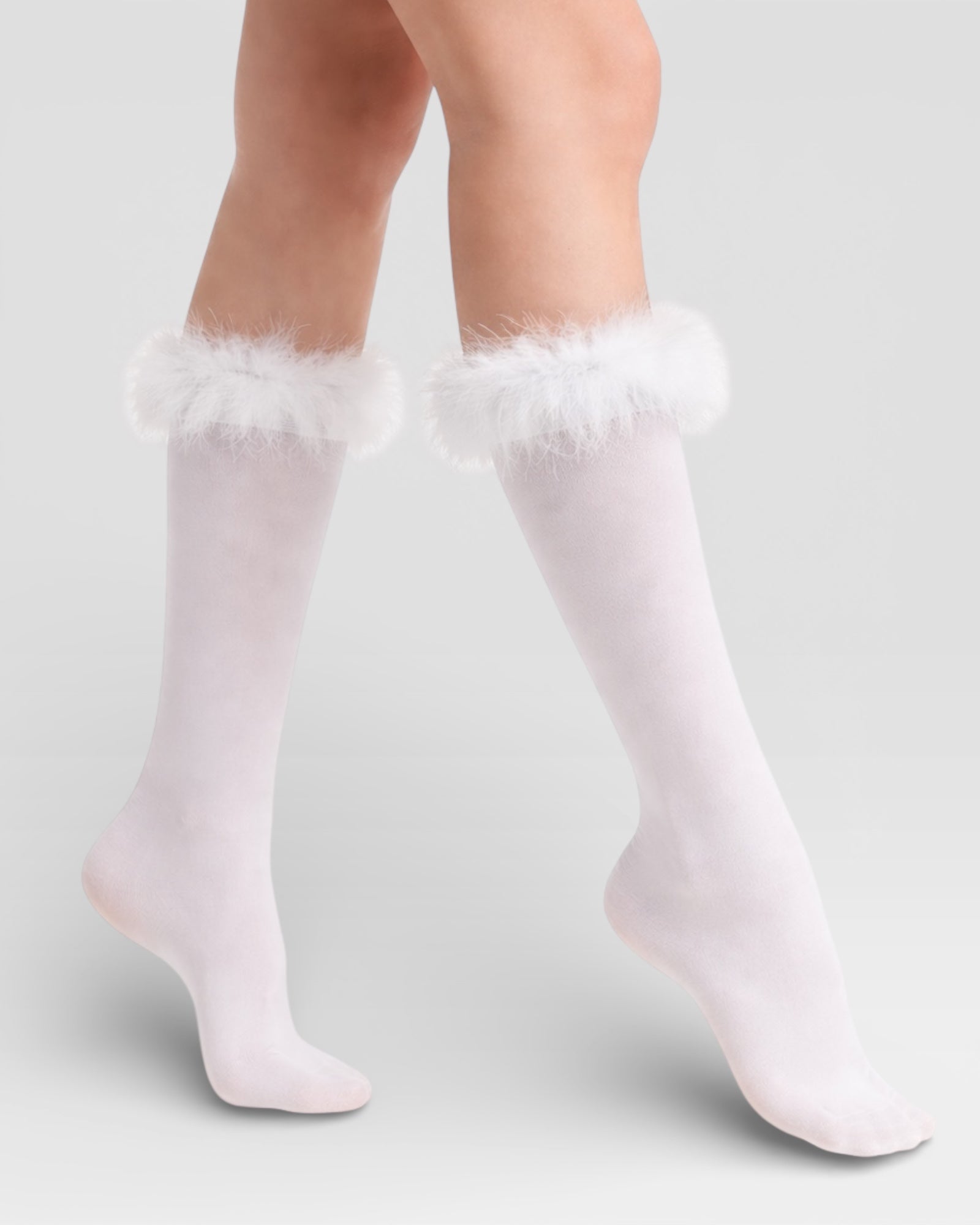 Frou-Frou Faux Fur Trim Combed Cotton Socks
