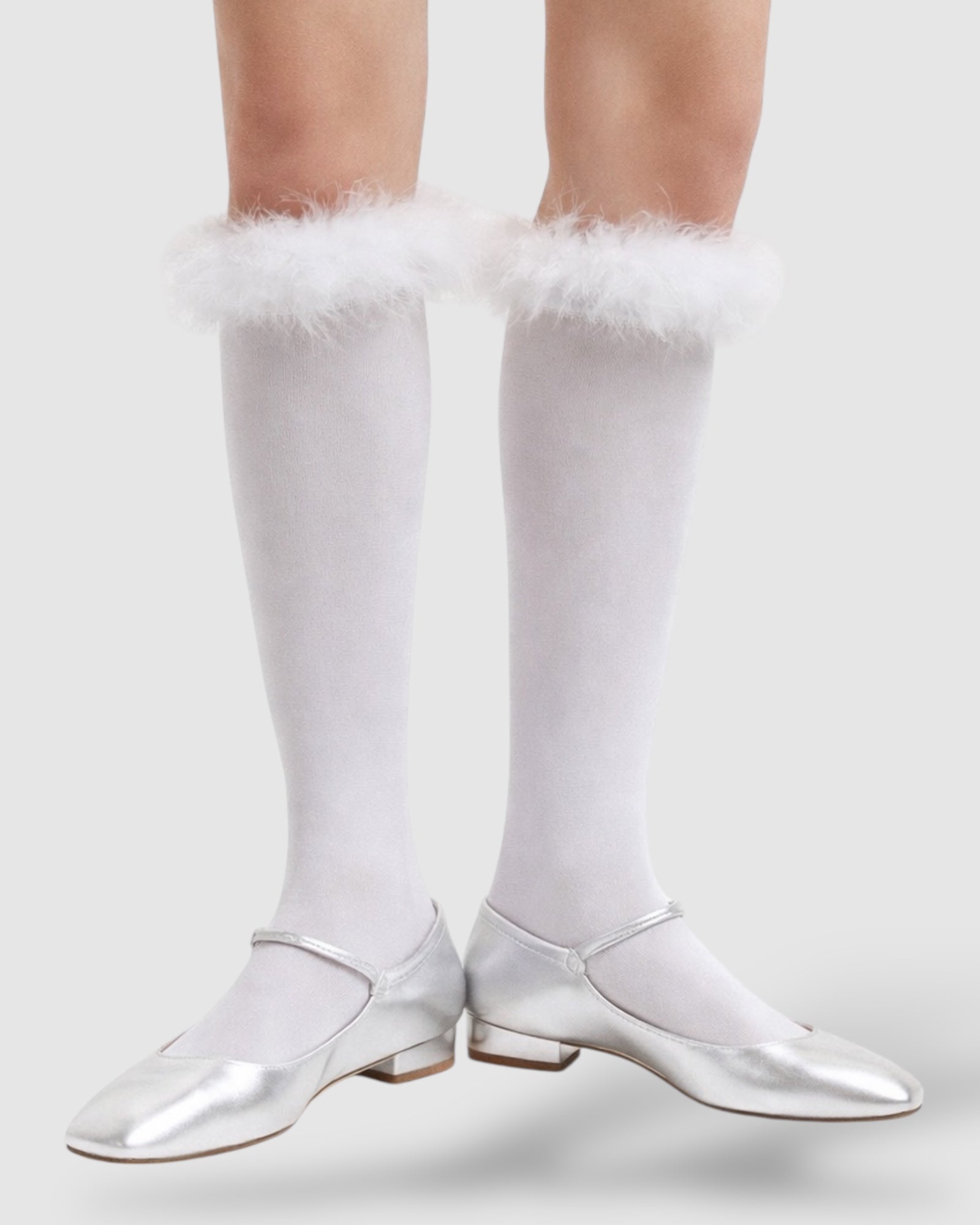 Frou-Frou Faux Fur Trim Combed Cotton Socks