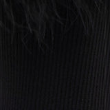Frou-Frou Feather Trimmed Combed Cotton Socks