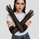 Queen Leopard Print Sheer Mesh 55cm Opera Length Glove