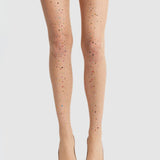 Glitter Fishnet Tights - Nude