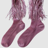 Stevie Metallic Lurex Socks With Glitter Fringe
