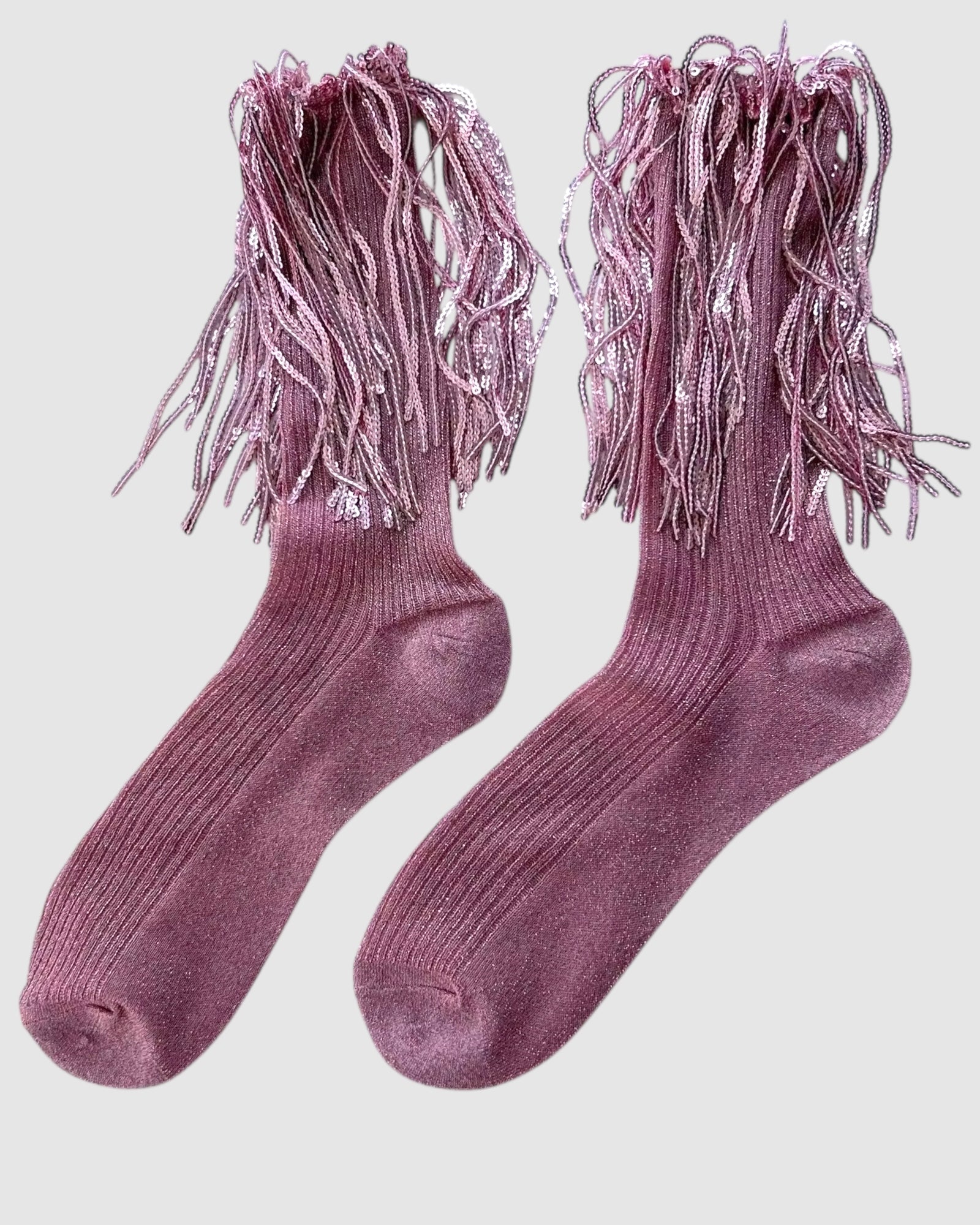 Stevie Metallic Lurex Socks With Glitter Fringe
