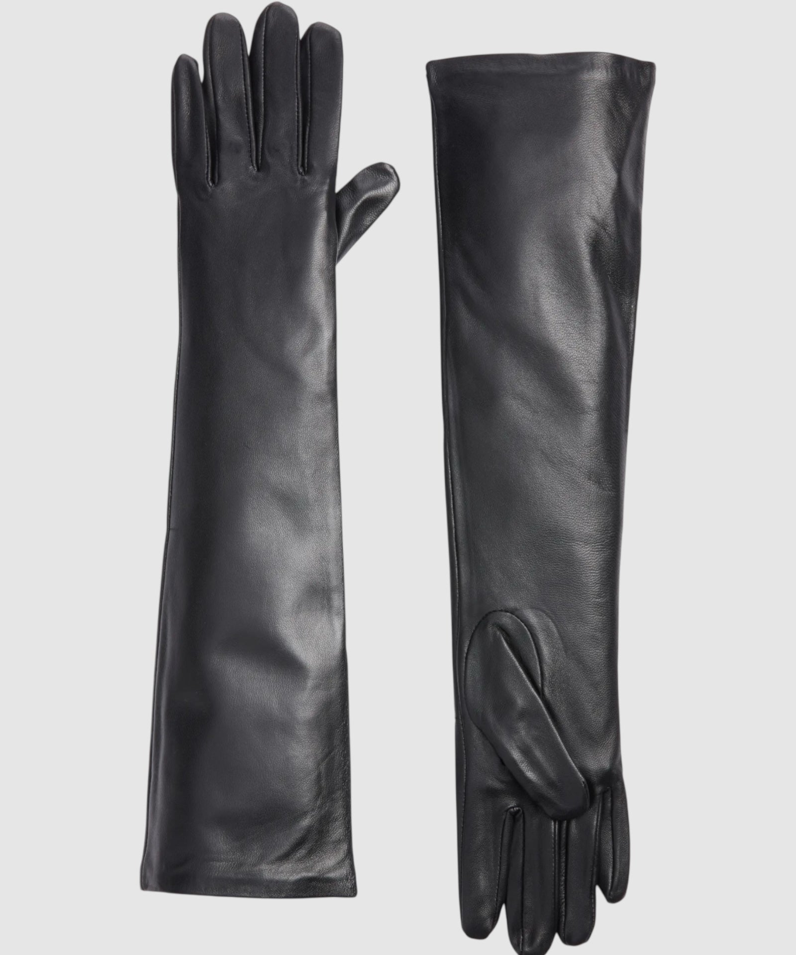 Florence Lambskin Leather Opera Length Gloves - Black