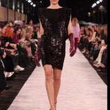Florence Lambskin Leather Opera Length Gloves - Burgundy
