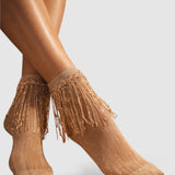 Stevie Metallic Lurex Socks With Glitter Fringe