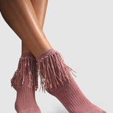 Stevie Metallic Lurex Socks With Glitter Fringe