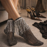 Stevie Metallic Lurex Socks With Glitter Fringe