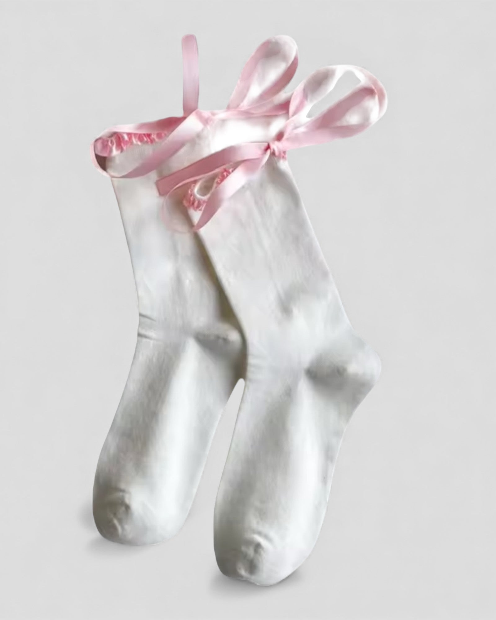Lara Satin Trim Cotton Socks - 2 Pairs