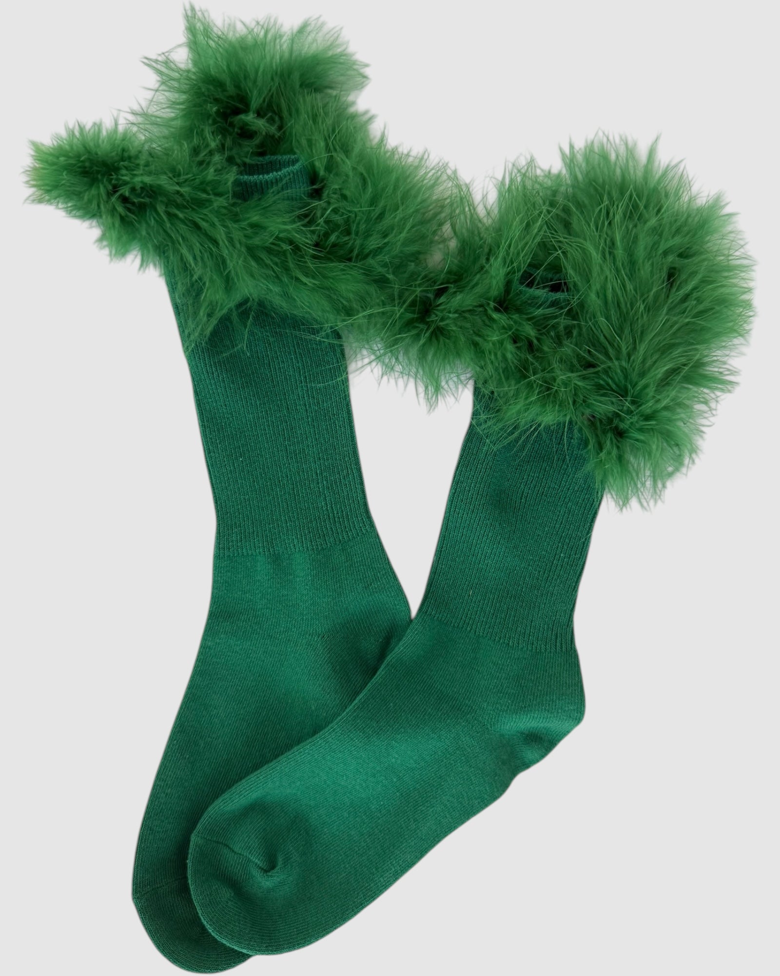 Frou-Frou Faux Fur Trim Combed Cotton Socks