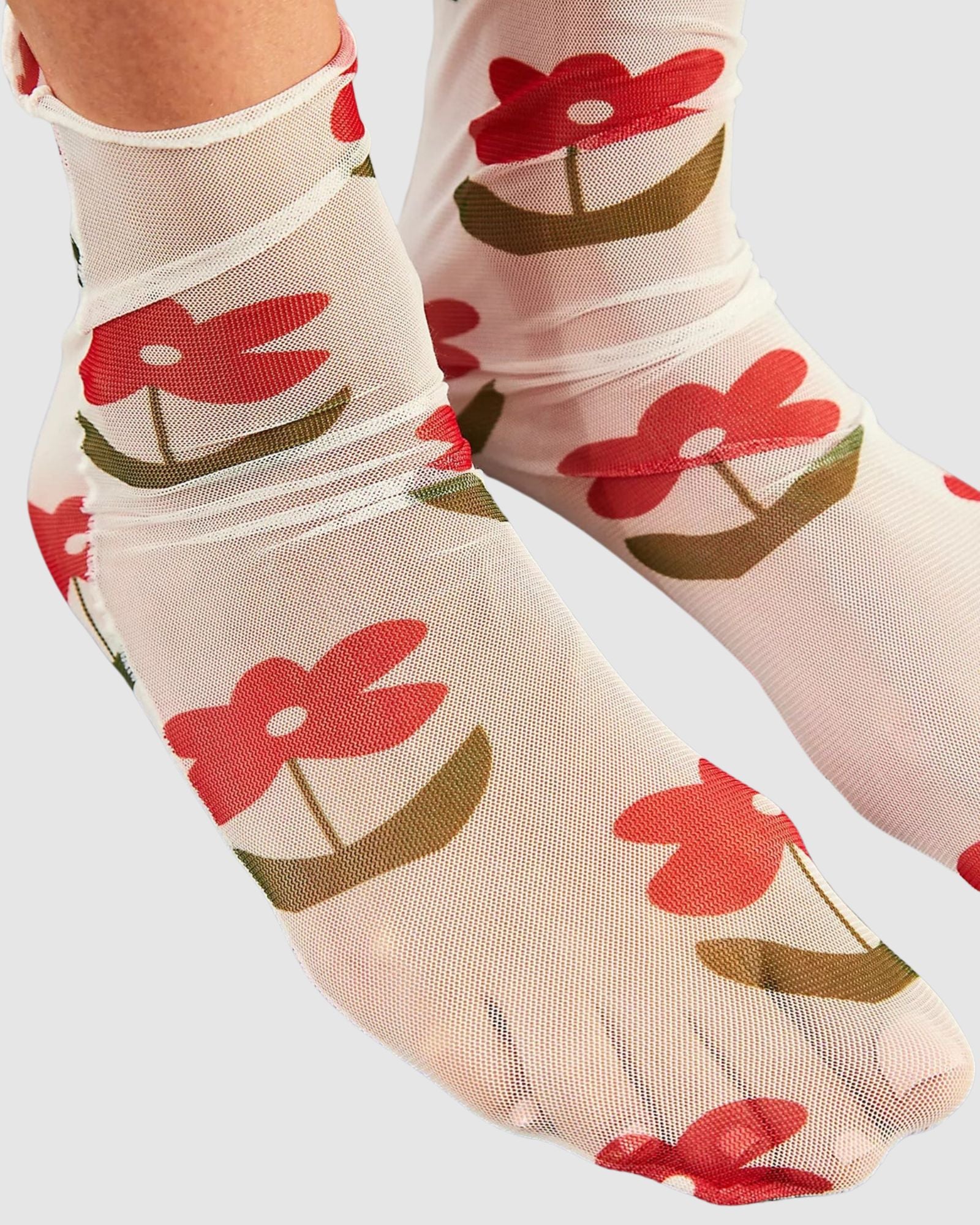 Retro Strawberry Sheer Socks