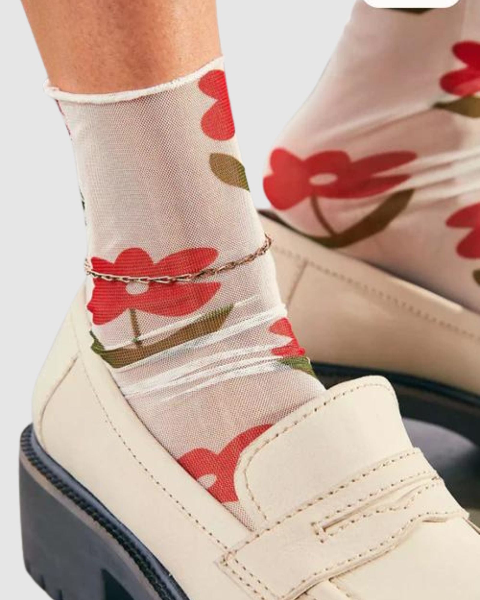 Retro Strawberry Sheer Socks