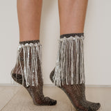Stevie Metallic Lurex Socks With Glitter Fringe
