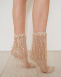 Stevie Metallic Lurex Socks With Glitter Fringe