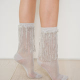 Stevie Metallic Lurex Socks With Glitter Fringe