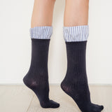 Lauren Pinstripe Cuff Socks