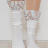 Lauren Pinstripe Cuff Socks