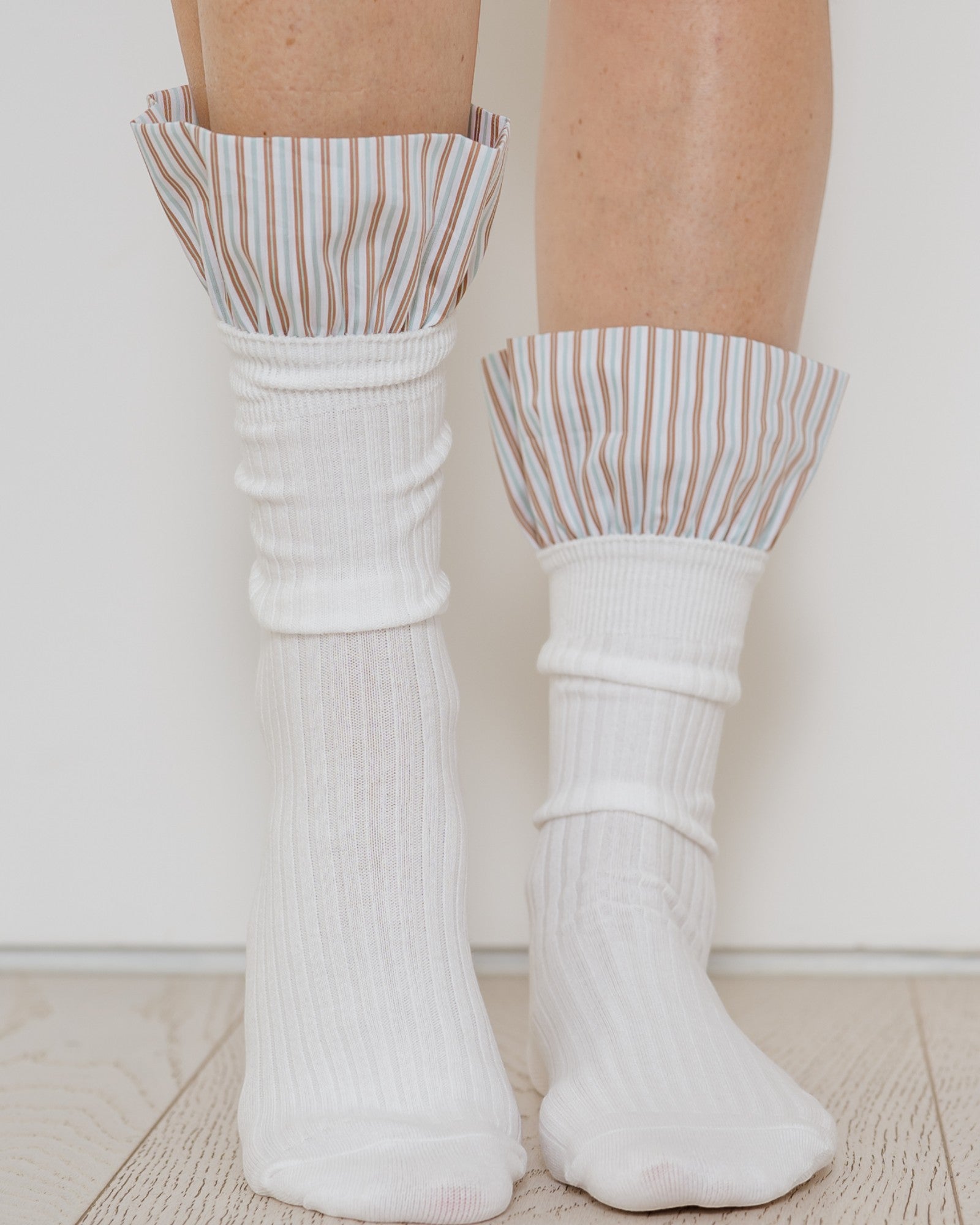 Lauren Pinstripe Cuff Socks