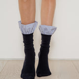 Lauren Pinstripe Cuff Socks