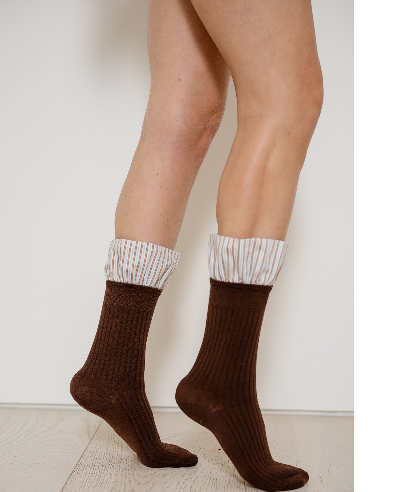 Lauren Pinstripe Cuff Socks