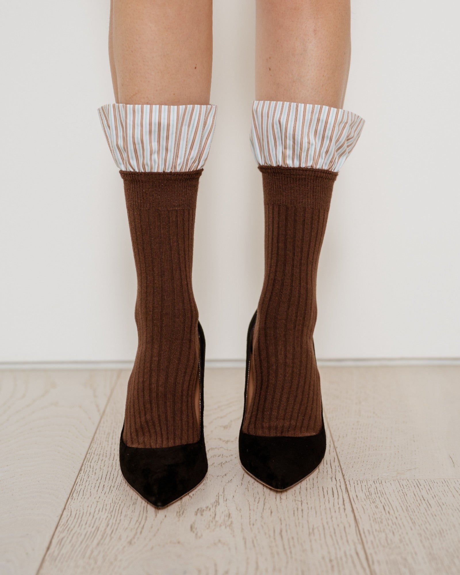 Lauren Pinstripe Cuff Socks