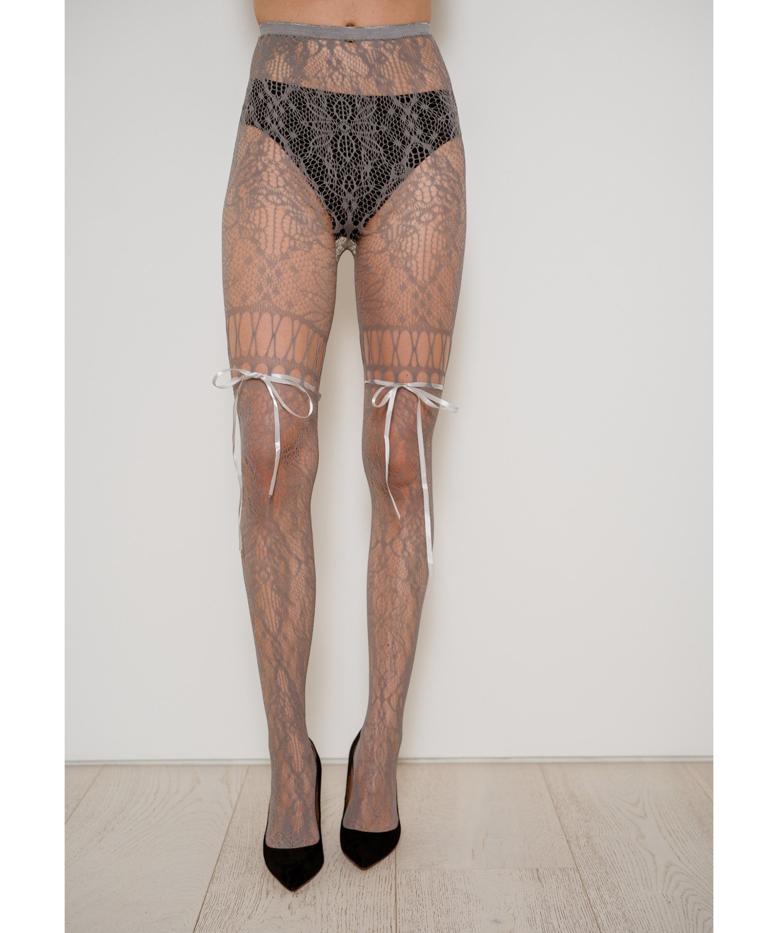 Chevonne Lace And Satin Fishnet Tights