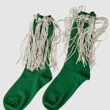 Bowie Cotton Socks With Glitter Fringe