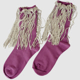 Bowie Cotton Socks With Glitter Fringe