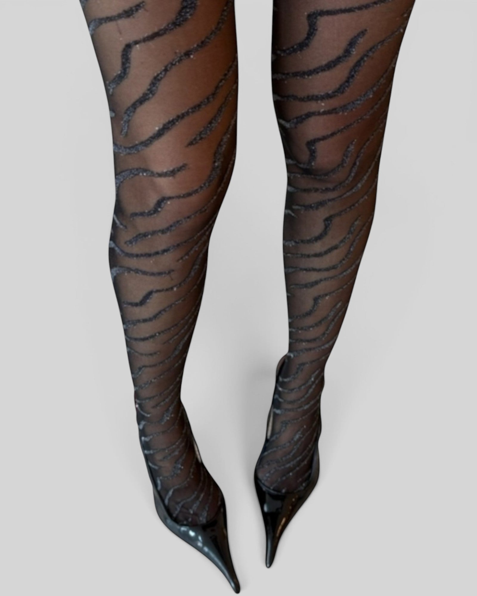Metallic Zebra Premium Jacquard Tights