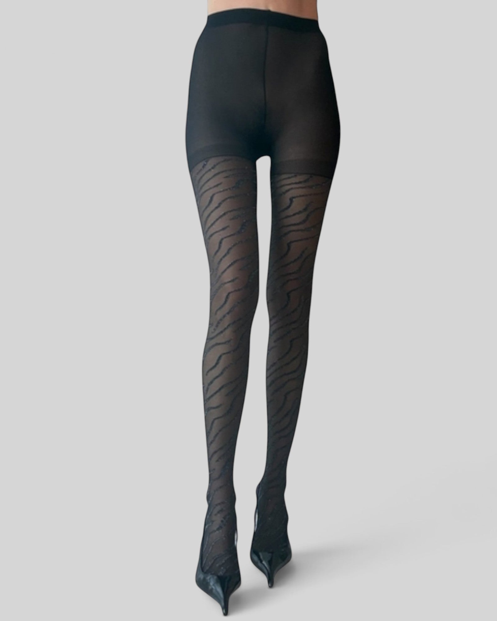 Metallic Zebra Premium Jacquard Tights